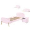 Image de Vipack KIDDY Lit en bois laqué et brut et sommier + Chevet 1 porte + Etagère 45 cm + Etagère 65cm