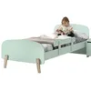 Image de Vipack KIDDY Lit simple en bois laqué et brut et sommier Vert + Barrière de sécurité Vert