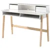 Image de Bureau enfant 2 niches 2 tiroirs bois laqué blanc et pieds pin clair Kiddy