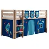 Image de Vipack PINO Lit Compact Pin Massif Naturel + Rideau de lit Astro + 3 Pochettes Astronaute