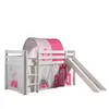 Image de Vipack PINO Lit mezzanine avec toboggan + Princess rideau
