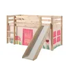 Image de Vipack PINO Lit Compact avec Toboggan Pin Massif Nature + Rideau de lit Spring