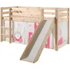 Image de Vipack PINO Lit Compact avec Toboggan Pin Massif Nature + Rideau de lit Princes