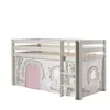 Image de Vipack PINO Lit sureleve en pin massif avec sommier Blanc + Rideau de lit BIRDY