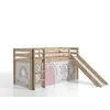 Image de Vipack PINO Lit Compact avec Toboggan Pin Massif Nature + Rideau de lit BIRDY