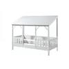 Image de Vipack MALIA Lit cabane 90x200cm avec toit blanc + Sommier 15 Lattes 90x200cm Beige