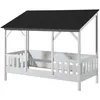 Image de Vipack MALIA Lit cabane 90x200 avec toit noir + sommier + Matelas
