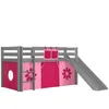 Image de Vipack Lit Enfant Surélevé Avec Toboggan Pino 90x200cm Gris Pink Flower