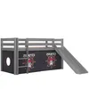 Image de Vipack Lit Enfant Surélevé Avec Toboggan Pino 90x200cm Gris + Rideau de lit Pirates