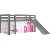 Image de Vipack Lit Enfant Surélevé Avec Toboggan Pino 90x200cm Gris + Rideau de lit princess