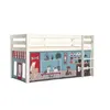 Image de Vipack PINO Lit sureleve en pin massif avec sommier Blanc + Rideau en 4 parties Animalerie