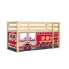 Image de Vipack PINO Lit Compact Pin Massif Naturel + Rideau pour lit en 4 parties Pompiers
