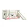 Image de Vipack PINO Lit mezzanine avec toboggan + Rideau pour lit en 4 parties Princesse