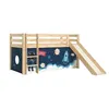 Image de Vipack PINO Lit Compact avec Toboggan Pin Massif Nature + Rideau en 4 parties Espace