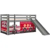 Image de Vipack PINO Lit mezzanine avec toboggan pin massif + Rideau de lit Firemen