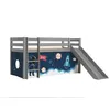Image de Vipack Lit Enfant Surélevé Avec Toboggan + Rideau pour lit en hauteur en 4 parties Espace
