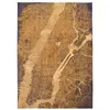Image de Tapis de salon tissé plat - Cities Collection - Gatsby Gold - 140 x 200 cm - Style Graphique Artistique, Inspiré des Anciennes Cartes - Décoration Visuelle Moderne
