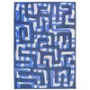 Image de Tapis de salon tissé plat Kuba - Craft Collection - Ultramarine - 280 x 390 cm - Motifs Ethniques Abstraits Inspirés de l'Art Kuba Zaïrois, Design Moderne et Profondeur Visuelle
