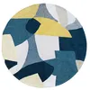 Image de Tapis de salon tissé plat Shapes - Gallery Collection - Duck Song - 240 x 240 cm - Design texturé, formes abstraites entrelacées, couleurs dynamiques