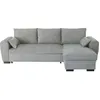Image de Canapé d'angle convertible réversible SORO - Méridienne avec coffre - Tissu gris clair - L 240 x P 143 x H 85 cm
