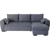 Image de Canapé d'angle convertible réversible SORO - Méridienne avec coffre - Tissu gris foncé - L 240 x P 143 x H 85 cm