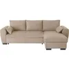 Image de Canapé d'angle convertible réversible SORO - Méridienne avec coffre - Tissu bleu - L 240 x P 143 x H 85 cm