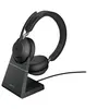 Image de Jabra Evolve2 65 MS Stereo - Micro-casque - sur-oreille - Bluetooth - sans fil - USB-C - isolation acoustique - noir - avec support de chargement - Certifié pour Microsoft Teams