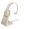 Image de Jabra Evolve2 65 UC Mono - Micro-casque - sur-oreille - convertible - Bluetooth - sans fil - USB-A - isolation acoustique - beige - avec support de chargement