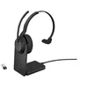Image de Jabra Evolve2 55 MS Mono - Micro-casque - sur-oreille - Bluetooth - sans fil - Suppresseur de bruit actif - USB-A via adaptateur Bluetooth - noir - avec support de chargement - certifié Zoom, Cisco Webex Certified, Certifié Tencent Meeting, Certifié Al