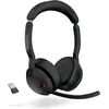 Image de Jabra Evolve2 55 MS Stereo (Sans fil, USB-A, Les équipes Microsoft), Casque micro de bureau, Noir