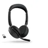 Image de Jabra Evolve2 65 Flex MS Stereo - Micro-casque - sur-oreille - Bluetooth - sans fil - Suppresseur de bruit actif - USB-A - noir - avec socle de recharge sans fil - Certifié pour Microsoft Teams