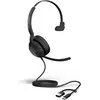 Image de Jabra Evolve2 50 (Filaire, USB-A, Alcatel-Lucent, Avaya, Cisco, Les équipes Microsoft, Réunion Google, Unify, Zoom), Casque micro de bureau, Noir