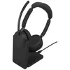 Image de Jabra Evolve3 65 MS Stereo + Ladestation (Sans fil, USB-A, Les équipes Microsoft), Casque micro de bureau, Noir