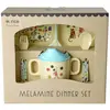 Image de Rice, Vaisselle + couverts pour enfants, - Melamine Baby Dinner Set - Fun Fair Print - Mint and Blue