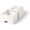 Image de LEGO pierre de rangement avec tiroir 4 plots 25 x 17 cm polypropylène blanc