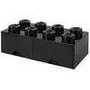 Image de LEGO pierre de rangement avec tiroirs 8 tenons 50 x 18 cm PP noir