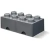 Image de LEGO pierre de rangement avec tiroirs 8 tenons 50 x 18 cm PP gris