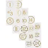 Image de Chiffres autocollant de calendrier de l'Avent - 40 mm - Blanc et Doré - 24 stickers