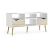 Image de Meuble TV - 4 niches 2 tiroirs - Blanc / Chene - 117,2 x 39,1 x 57,4 cm - TVILUM