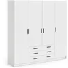 Image de Armoire chambre Tvilum Vega 4 portes blanc mat 3 tiroirs 200,4 cm