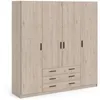 Image de Armoire VEGA Décor Chene Jackson 4 portes 3 tiroirs L 195 5 P 49 6 H 200 4 cm