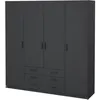 Image de Armoire VEGA Décor anthracite 4 portes 3 tiroirs L 195 5 P 49 6 H 200 4 cm