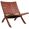 Image de Chaise en teck et cuir marron PERUGIA