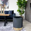 Image de Pouf rond 34x43 cm en velours noir - BODDIN