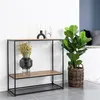 Image de Console double plateau 80x36x80 cm naturel et noir - IMALA