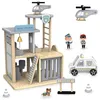 Image de Poste de Police Bois, Jeux D'imitation Voiture de police, hélicoptère, Chien, Policier, méchant