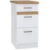 Image de Meuble bas de cuisine JUNONA 40 cm 3 tiroirs + plan de travail Blanc brillant