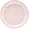 Image de Partydeco, Vaisselle de pique-nique, Assiette jetable Points 18 cm, 6 pièces, rose clair