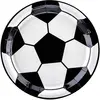 Image de Partydeco, Vaisselle de pique-nique, Assiette jetable Football 18 cm, 6 pièces, noir/blanc (6x)