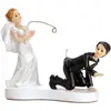 Image de Partydeco Figure de topper de gâteau couple de mariés pêcheurs blanc/noir (1 pcs)